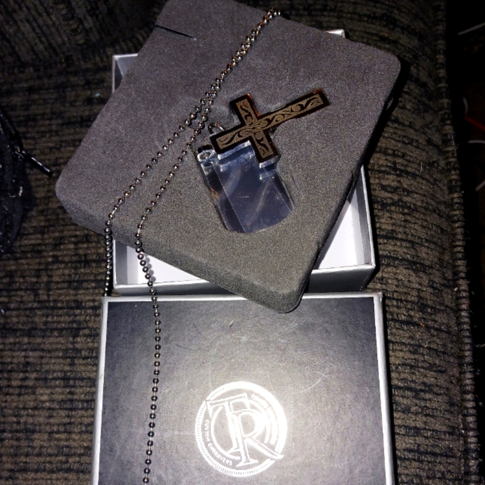 Mens Tattoo Cross Dog Tag Set